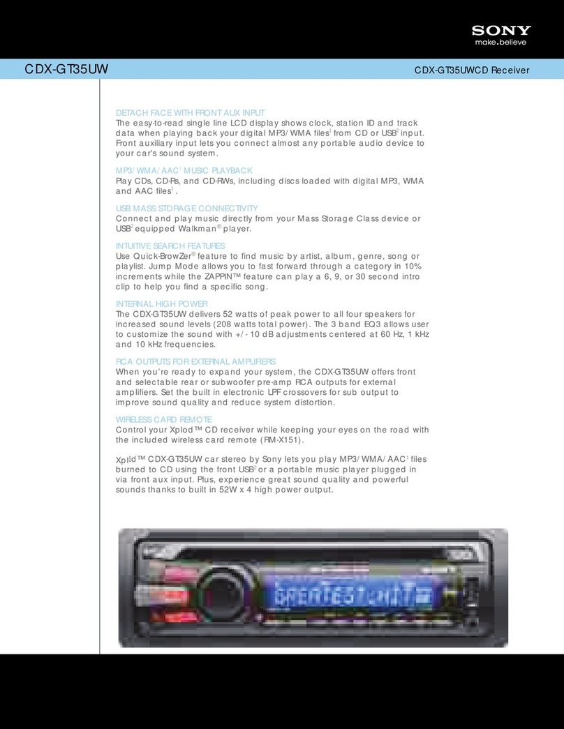 Sony CDX-GT35UW - Fm/am Compact Disc Player Specifications