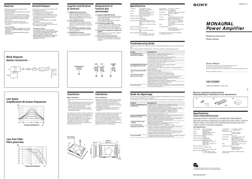 Sony XM-D500X Operating & Mounting User manual