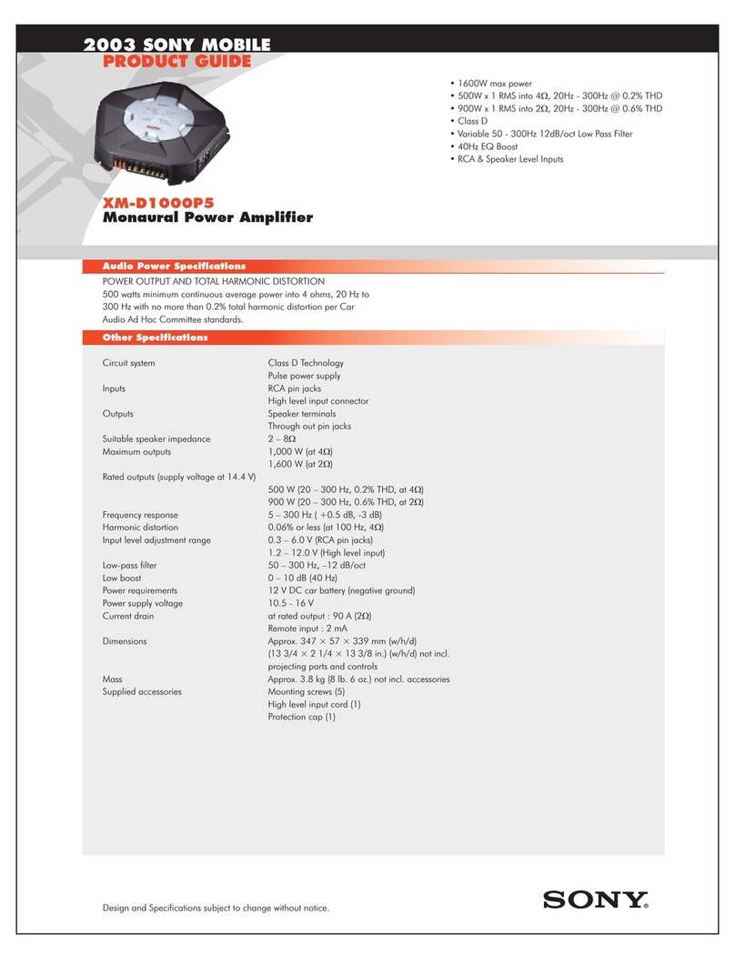 Sony XM-D1000P5 Marketing Specifications Product guide