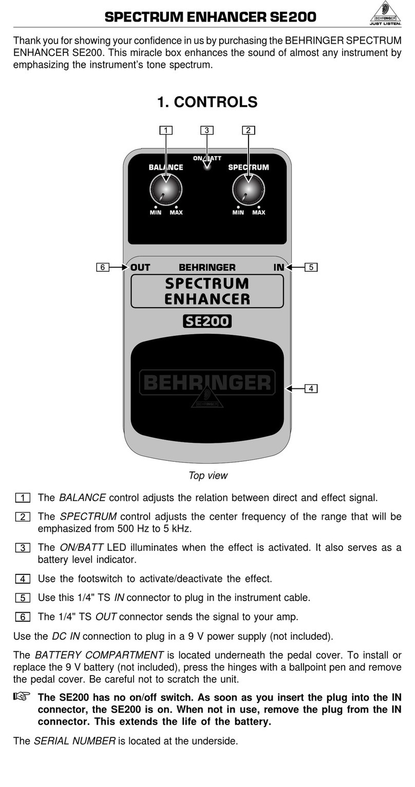 Behringer Spectrum Enhancer SE200 user guide Behringer Spectrum Enhancer SE200 user guide