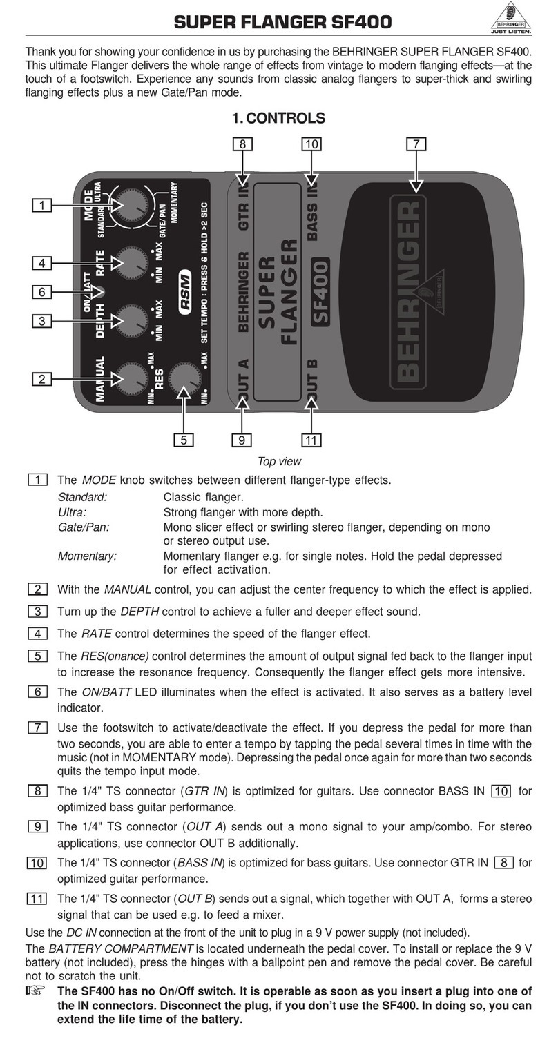 Behringer SUPER FLANGER SF400 user guide