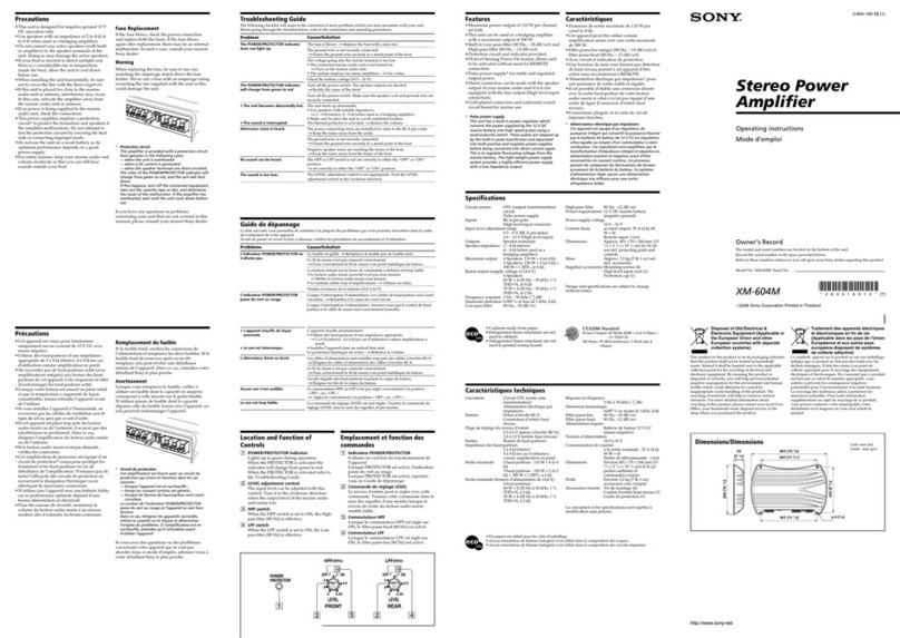 Sony XM-604M - Amplifier operating instructions