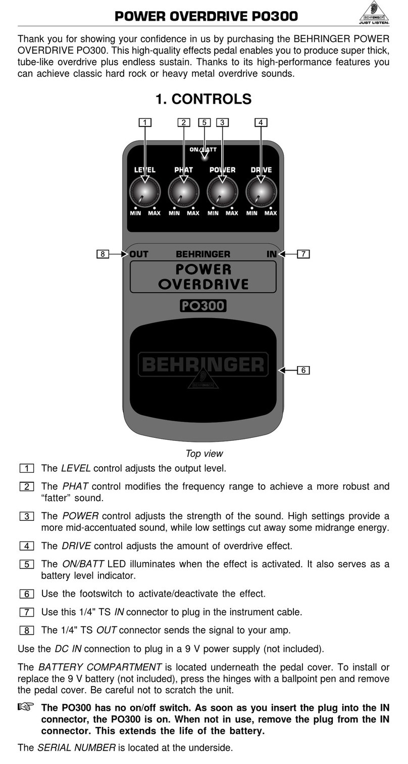 Behringer Power Overdrive PO300 user guide