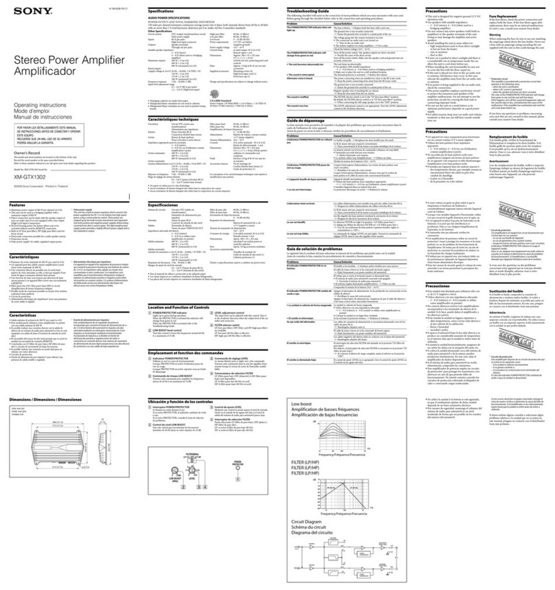 Sony XM-GTX1302 operating instructions