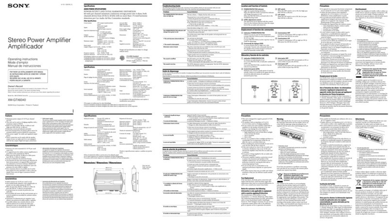 Sony XM-GTX6040 - Stereo Power Amplifier User manual