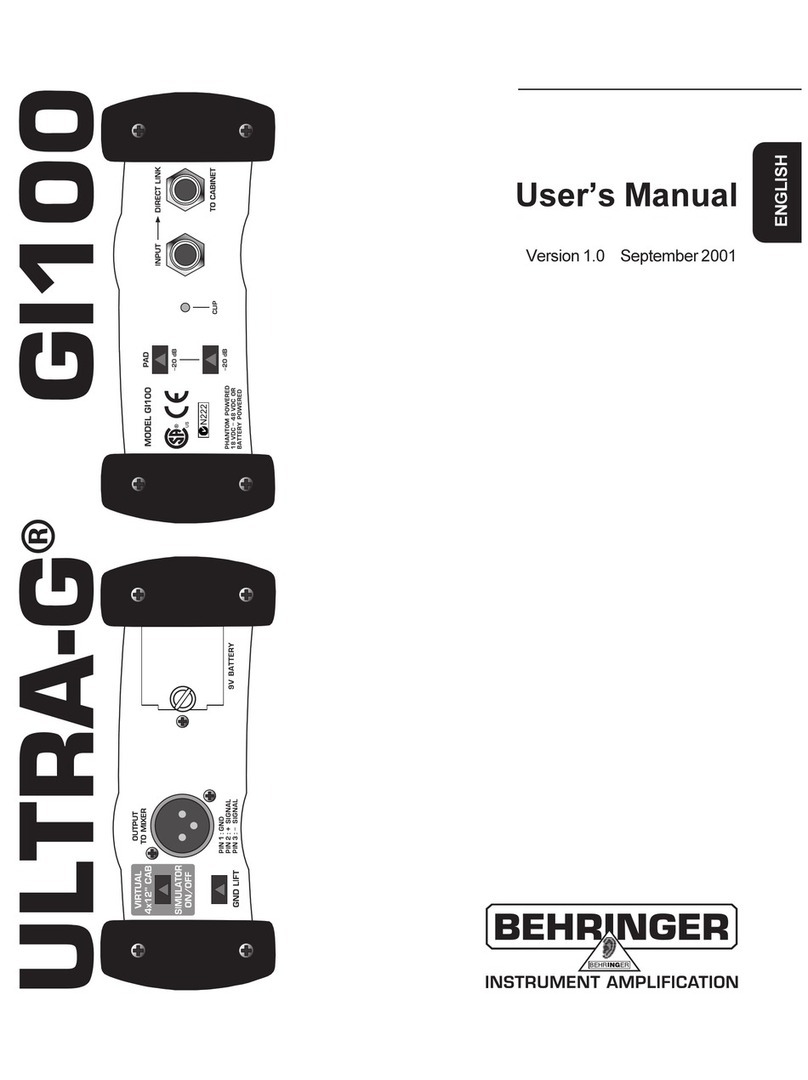 Behringer Ultra-G GI100 User manual