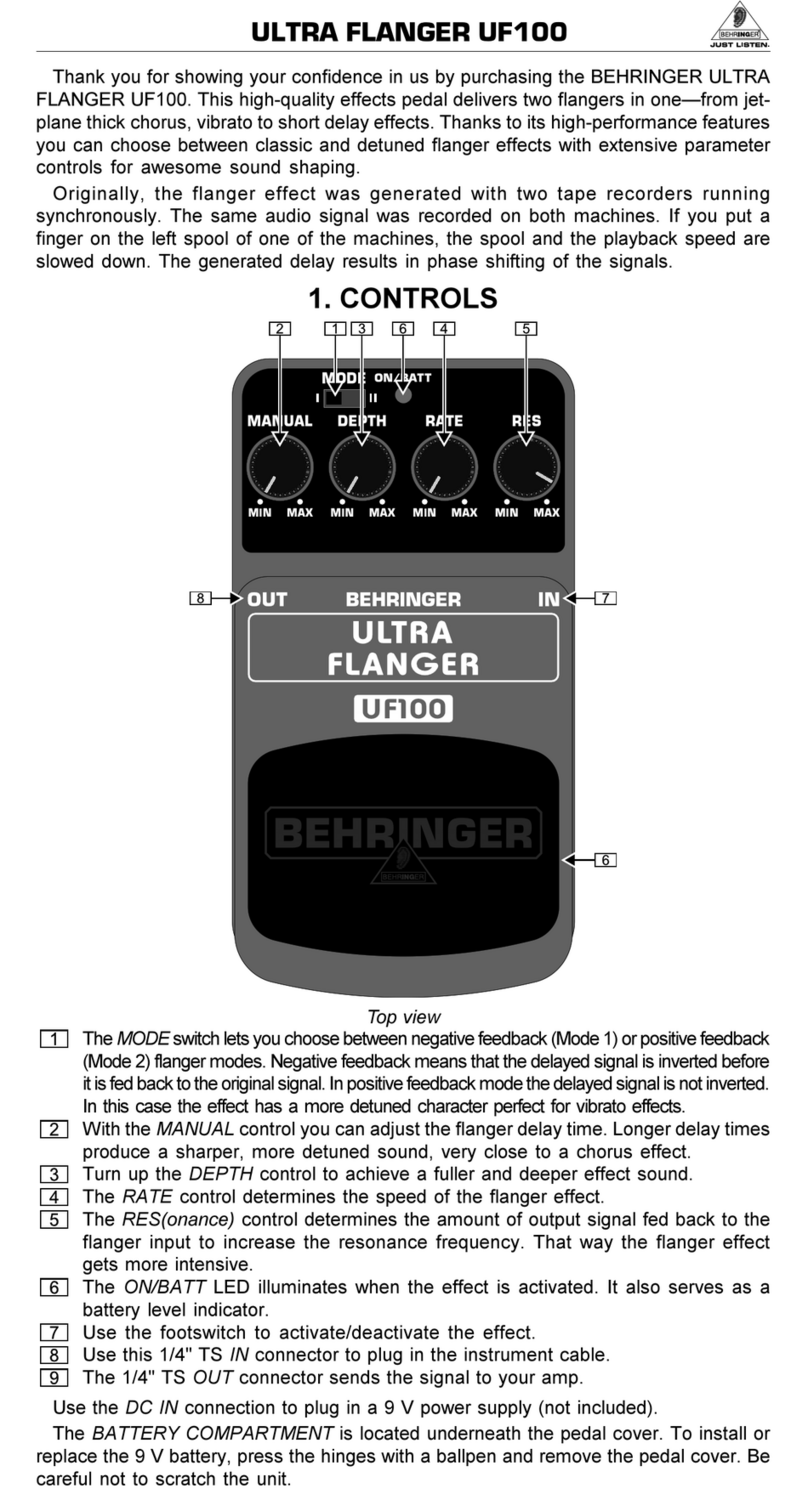 Behringer ULTRA FLANGER UF100 User manual