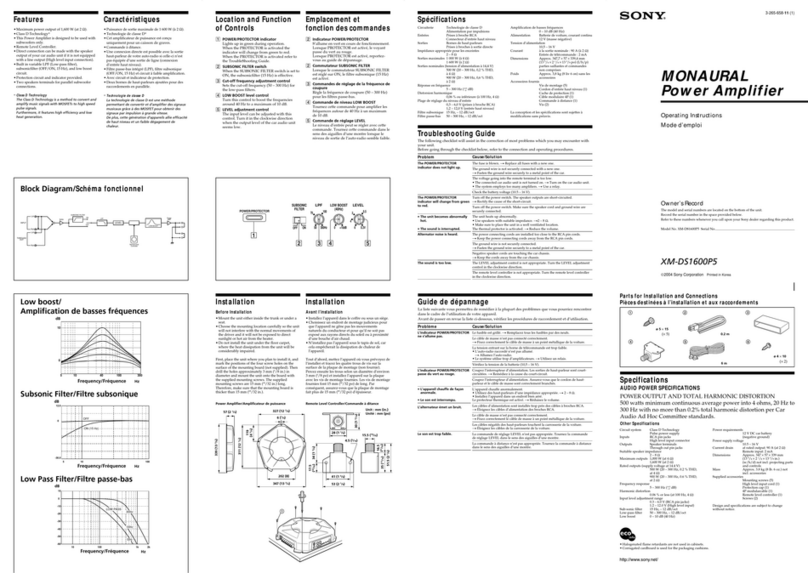 Sony XM-DS1600P5 Operating & Mounting operating instructions