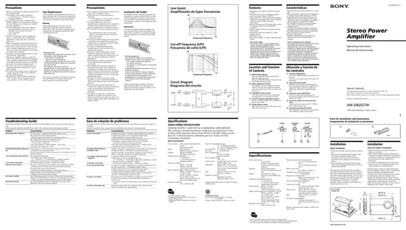 Sony XM-2002GTW - Stereo Amplifier operating instructions