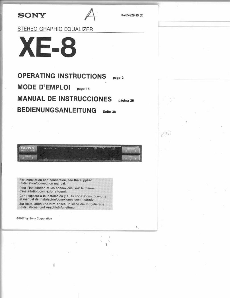 Sony XE-8 - Graphic Equalizer operating instructions