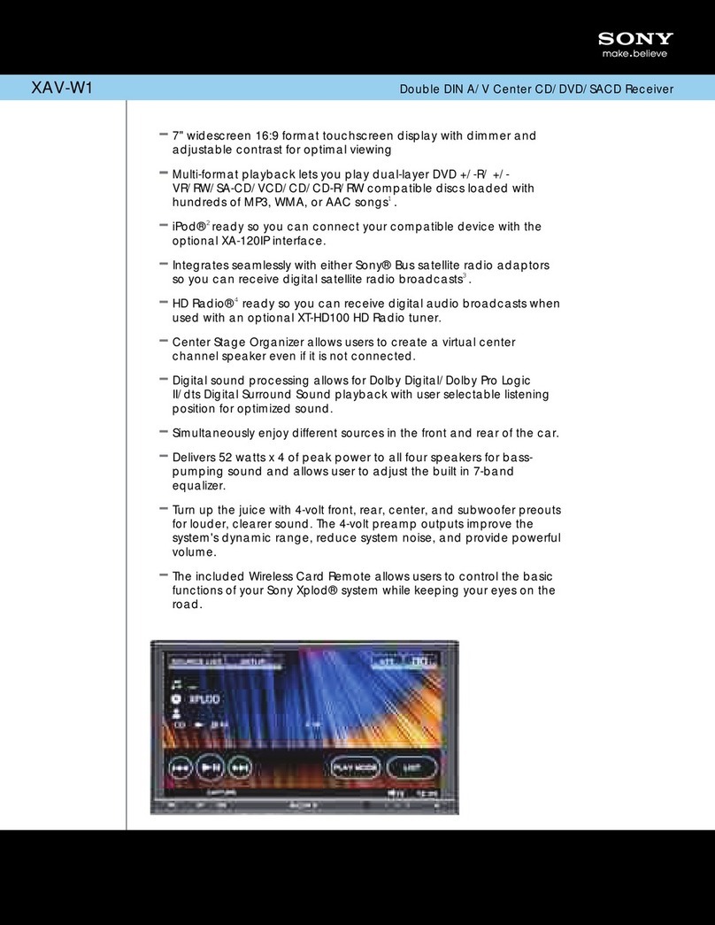 Sony XAV-W1 Specifications