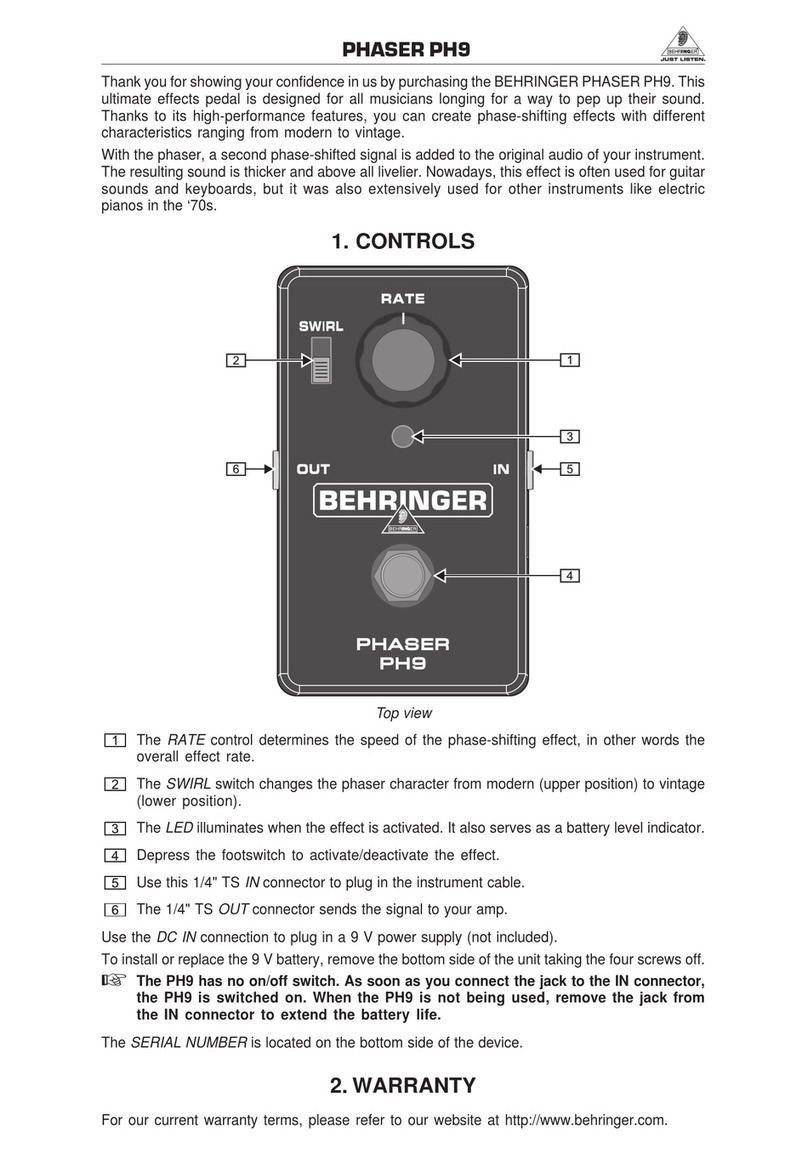 Behringer PHASER PH9 User manual