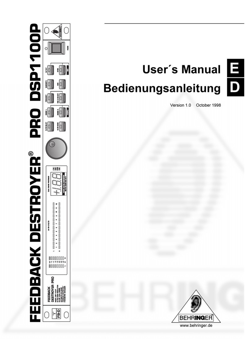 Behringer FEEDBACK DESTROYER PRO DSP1100P User manual