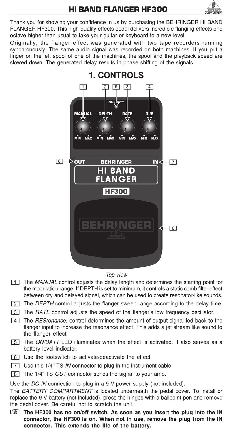 Behringer HI BAND FLANGER HF300 User manual Behringer HI BAND FLANGER HF300 User manual
