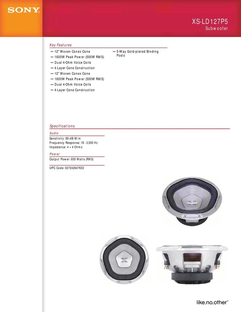 Sony XS-LD127P5 Installation/Connection Instructions  (primary... Specifications