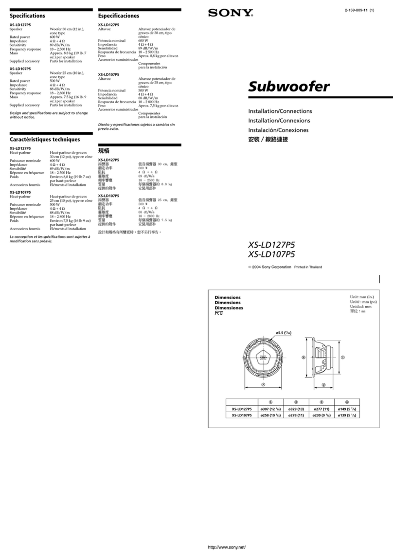 Sony XS-LD107P5 Installation/Connection Instructions (primary... Product guide Sony XS-LD107P5 Installation/Connection Instructions (primary... Product guide