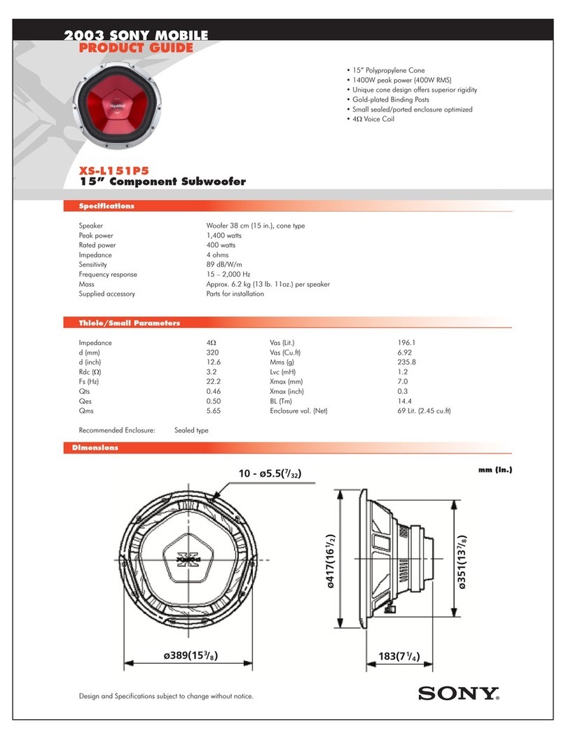 Sony XS-L151P5 Specifications User manual