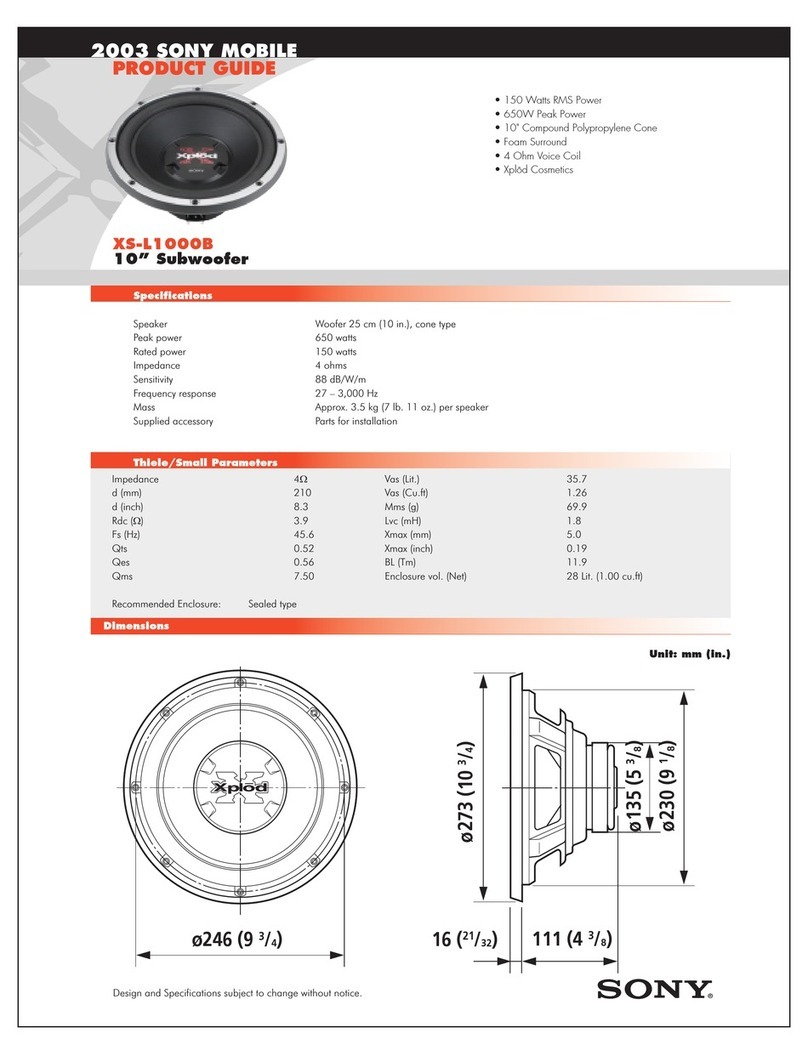 Sony XS-L1000B Marketing Specifications User manual