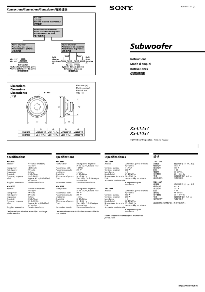 Sony XS-L1037 Operating Instructions / Manual de instrucciones / Mode... instructions