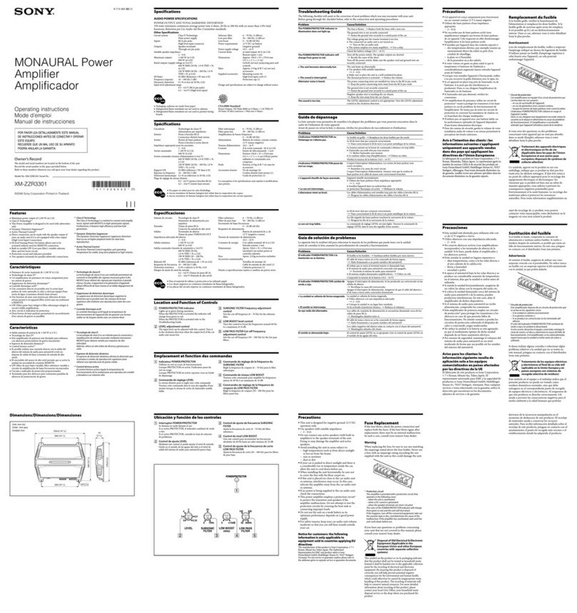 Sony XM-zzr3301 - Amplifier User manual