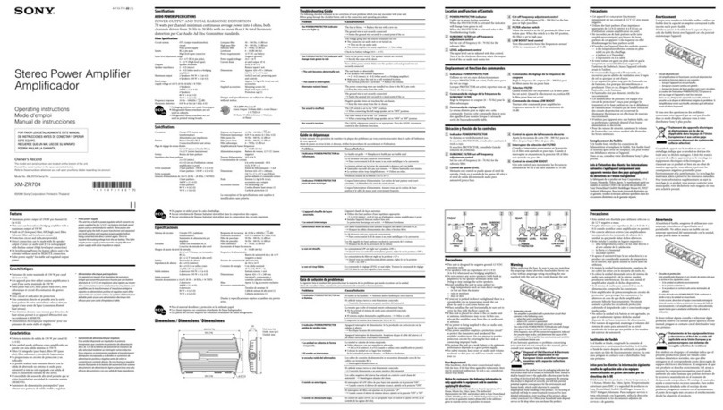 Sony XM-ZR704 operating instructions