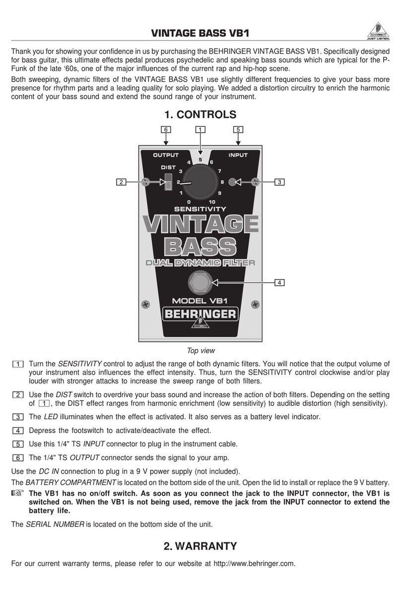 Behringer VINTAGE BASS VB1 User manual
