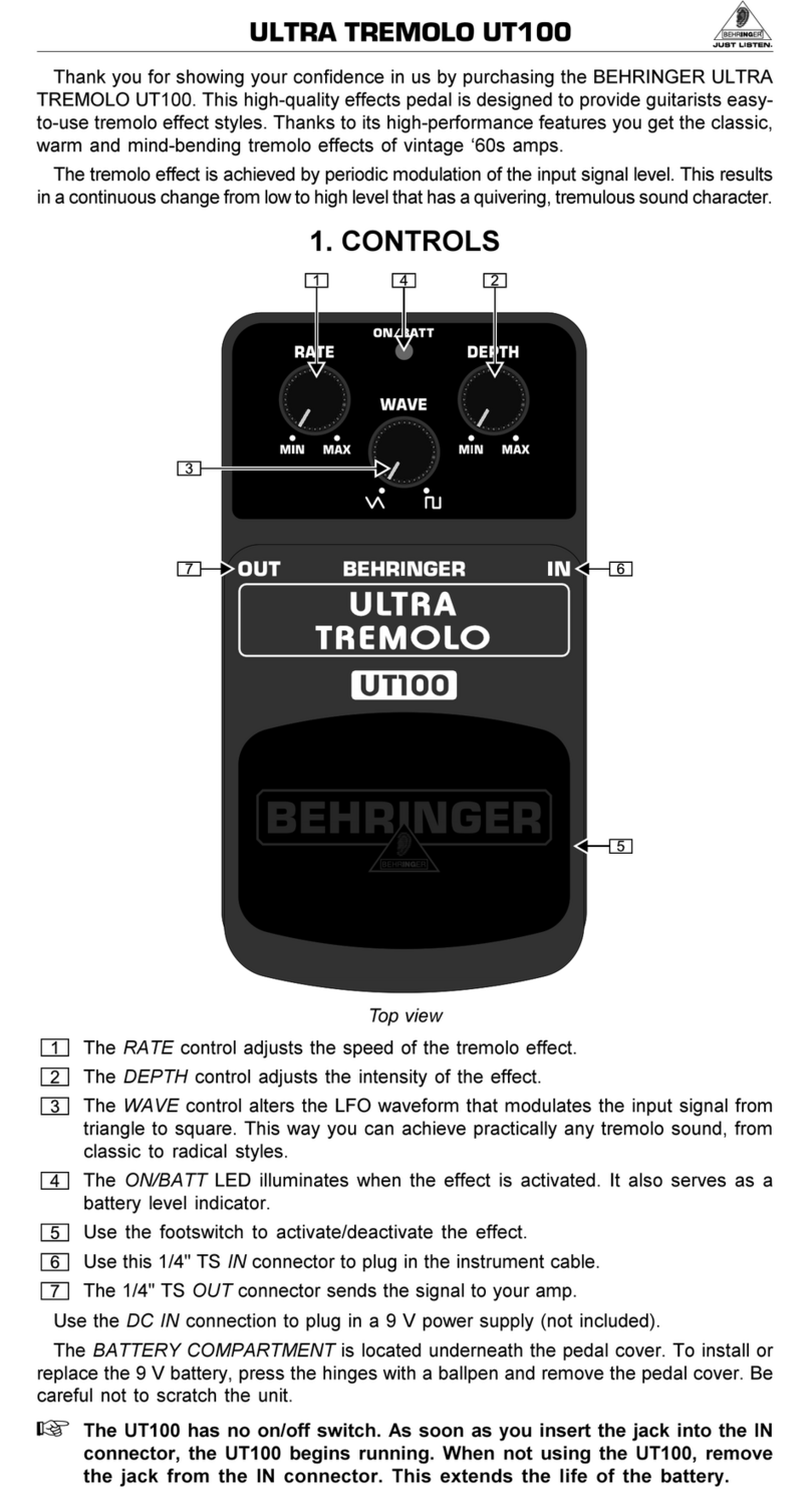 Behringer ULTRA TREMOLO UT100 user guide