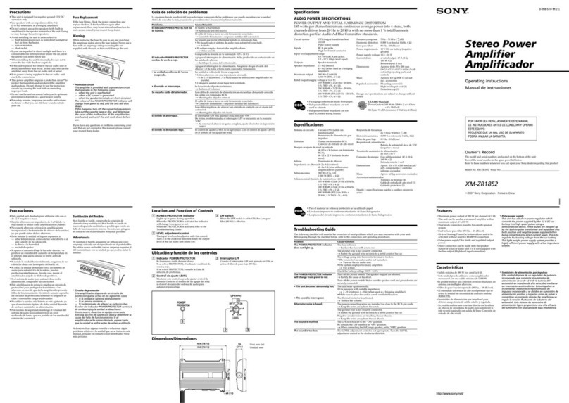 Sony XM-ZR1852 operating instructions Sony XM-ZR1852 operating instructions