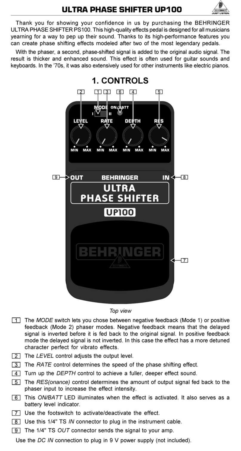 Behringer ULTRA PHASE SHIFTER UP100 User manual