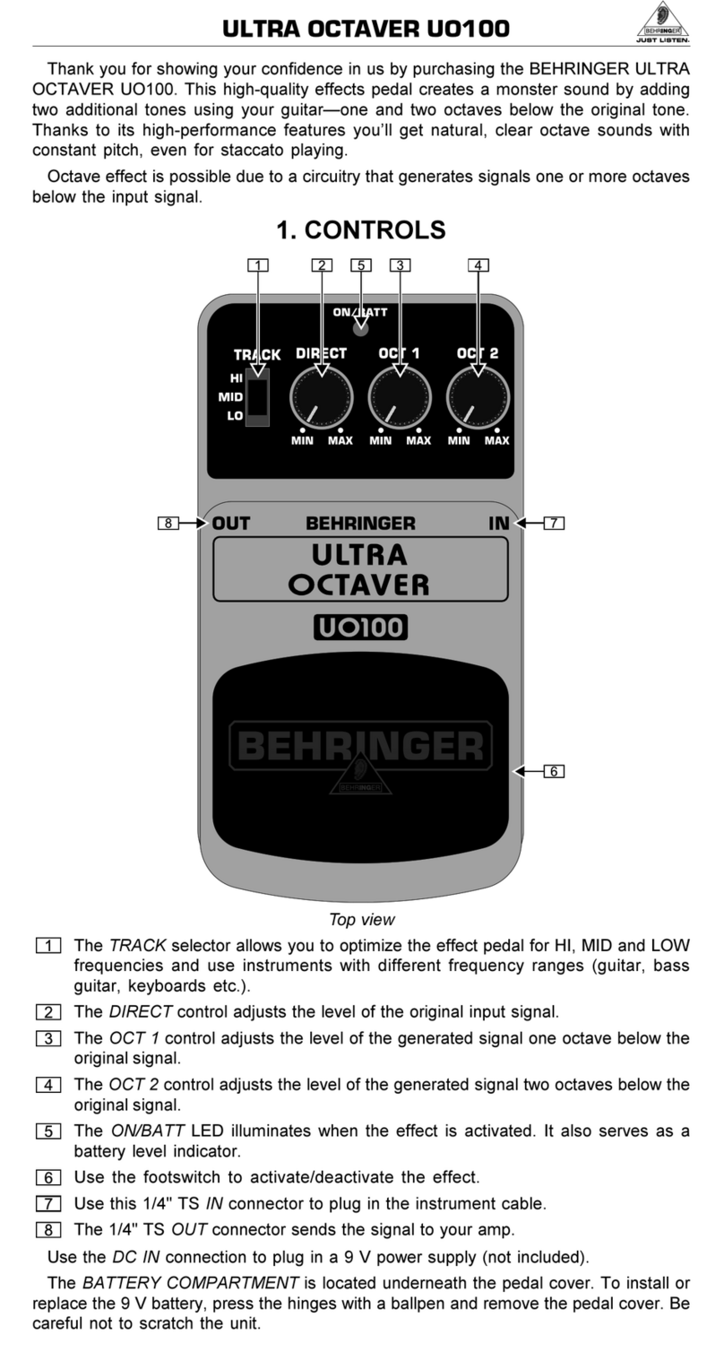 Behringer ULTRA OCTAVER UO100 user guide