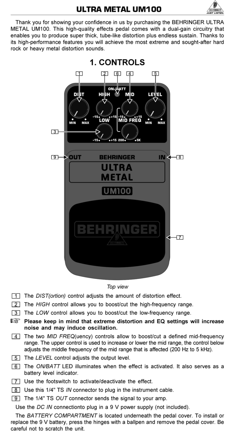 Behringer ULTRA METAL UM100 user guide