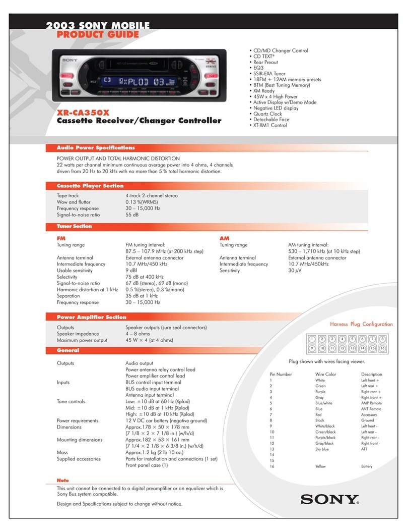 Sony XR-CA350X Marketing s & diagrams User manual