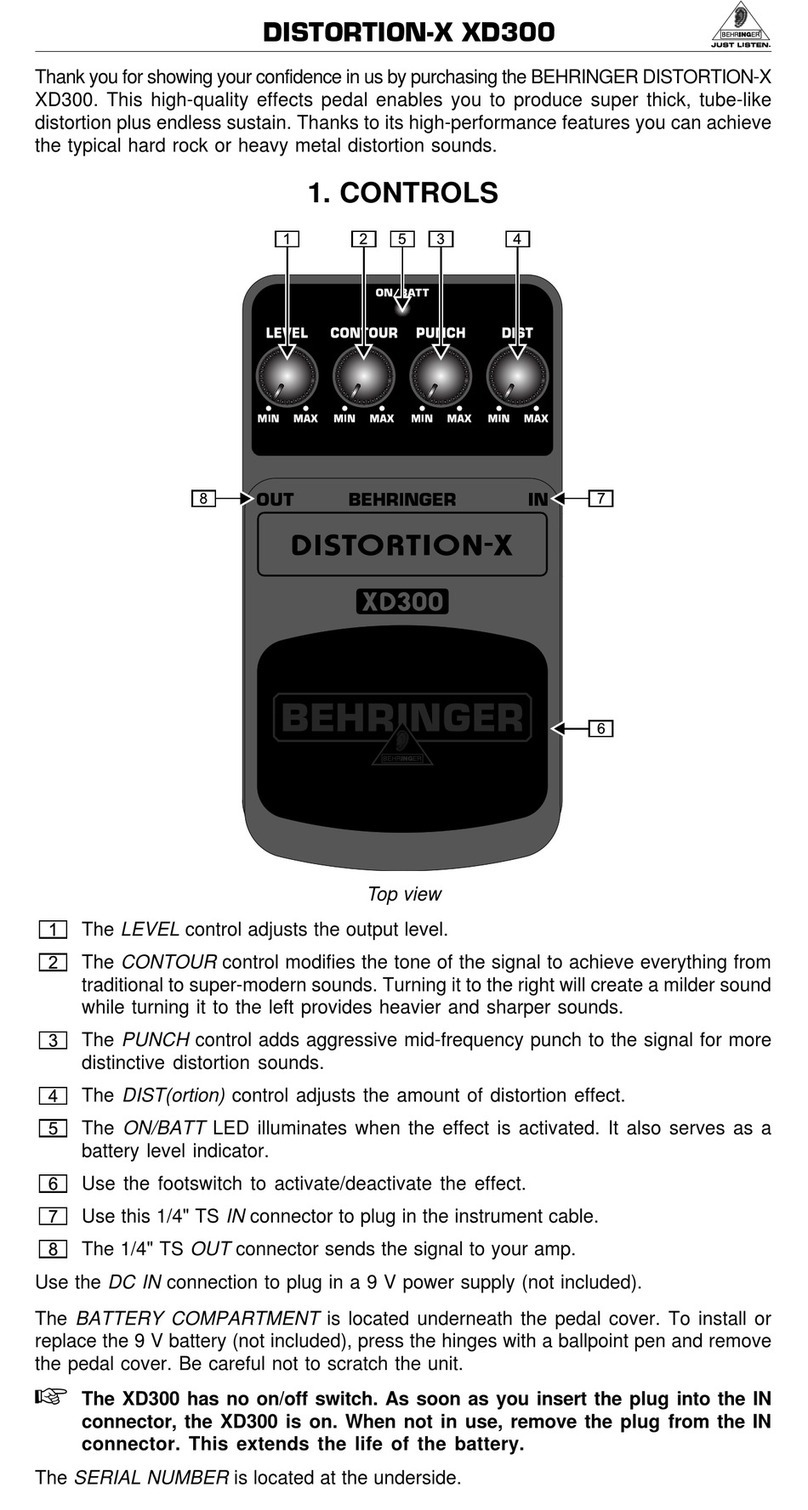 Behringer DISTORTION-X XD300 user guide