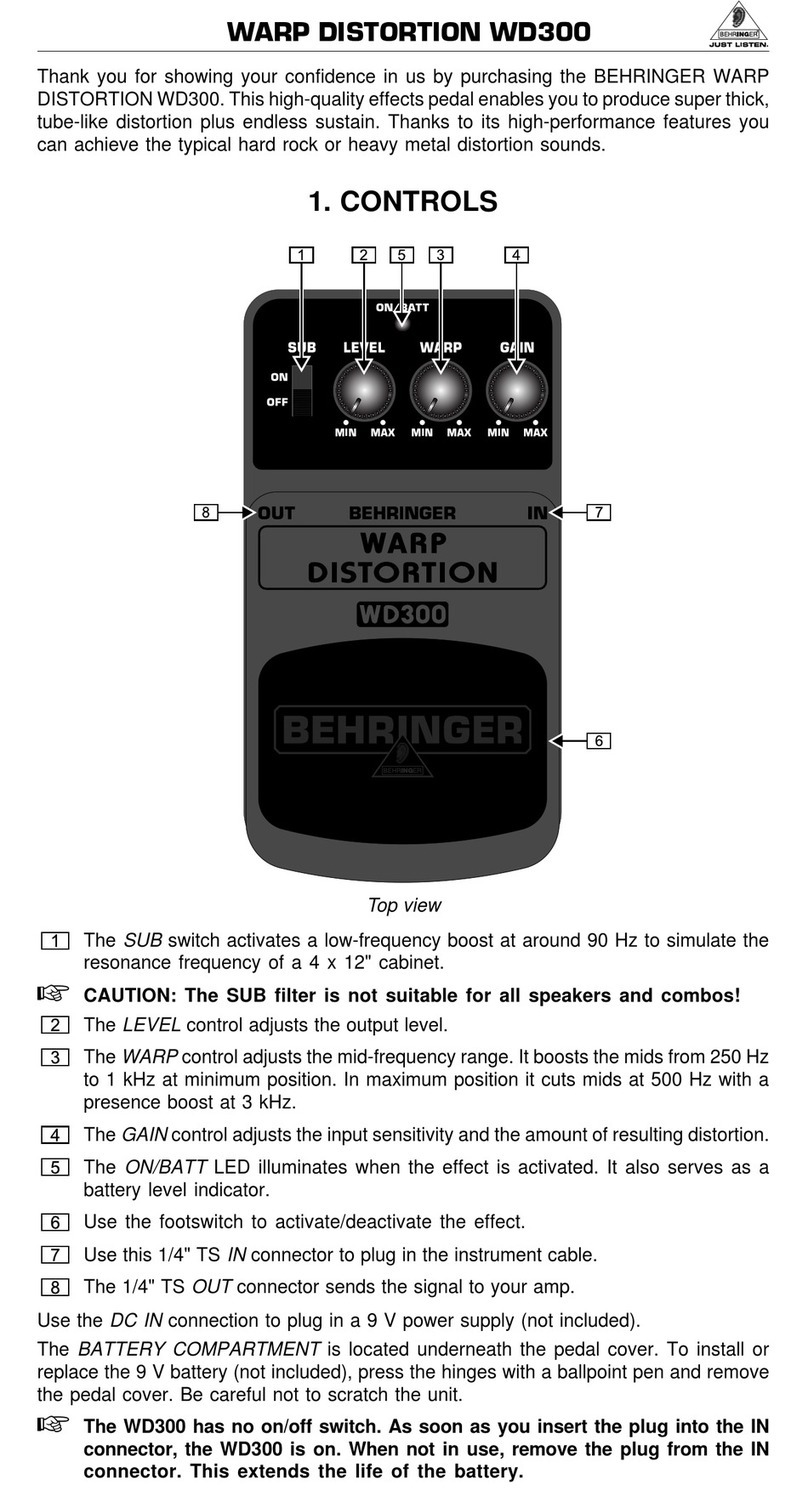 Behringer WARP DISTORTION WD300 user guide Behringer WARP DISTORTION WD300 user guide