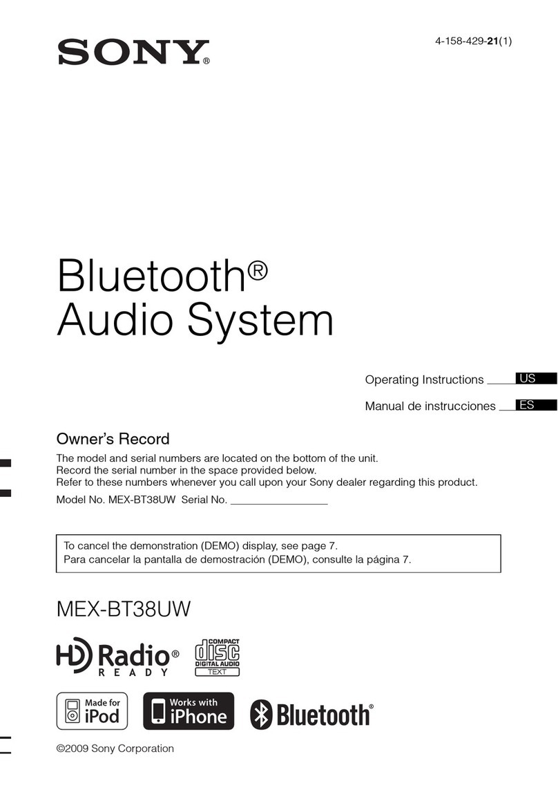 Sony MEX-BT38UW - Bt Slot Usb 1wire User manual