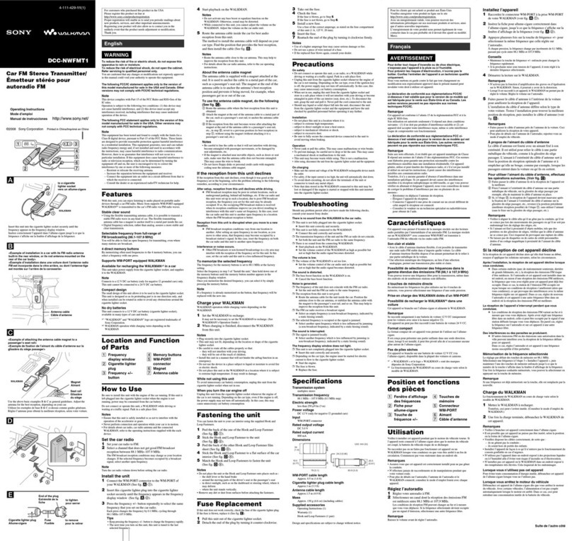 Sony DCC-NWFMT1 operating instructions