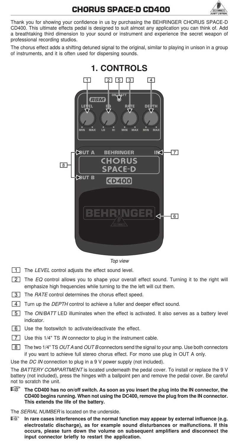 Behringer Chorus Space-D CD400 user guide