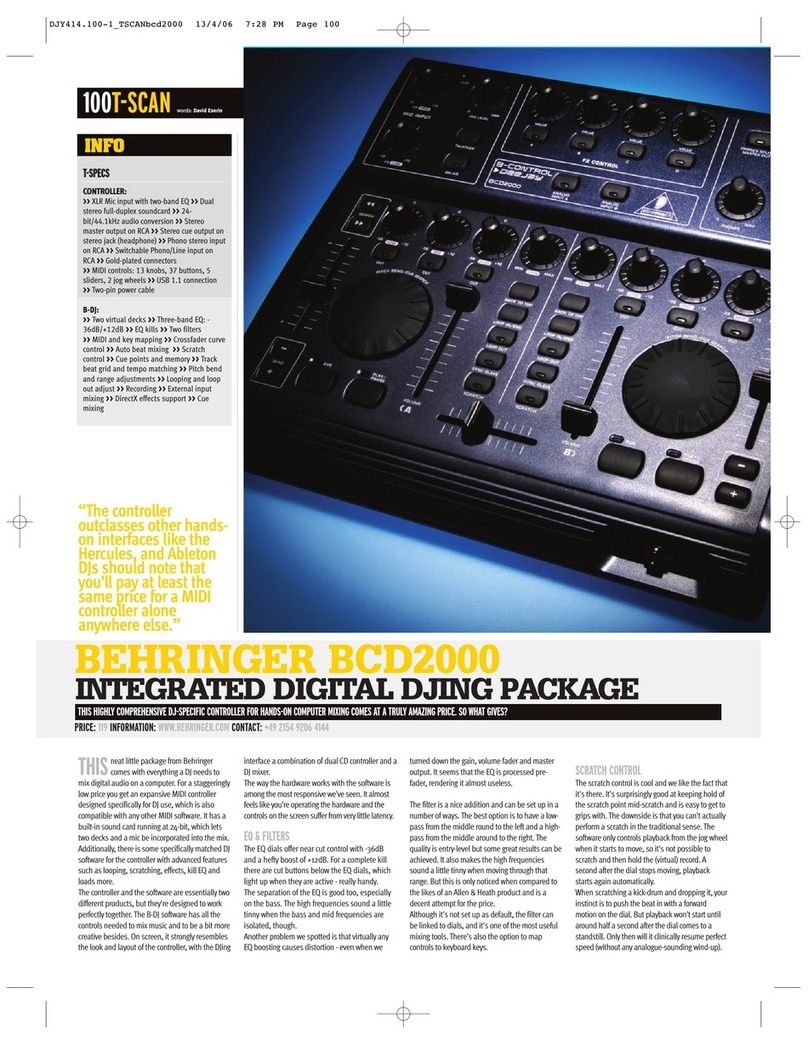 Behringer B-CONTROL DEEJAY BCD2000 User manual