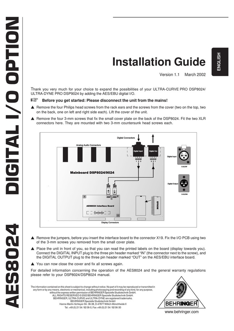 Behringer AES8024 installation guide