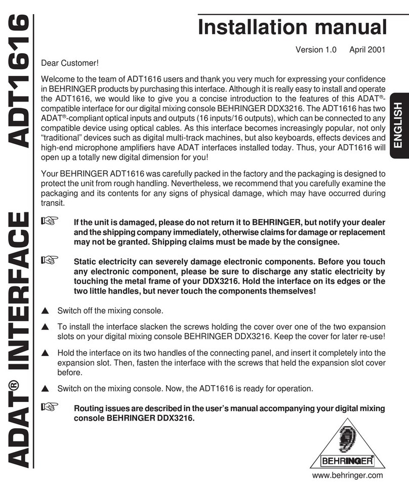 Behringer ADT1616 User manual Behringer ADT1616 User manual