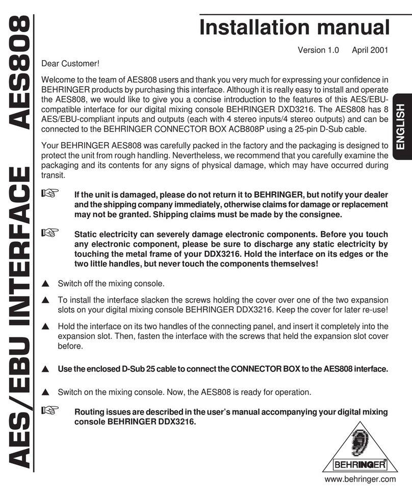 Behringer AES808 User manual