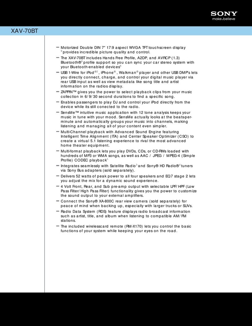 Sony XAV-70BT Specifications