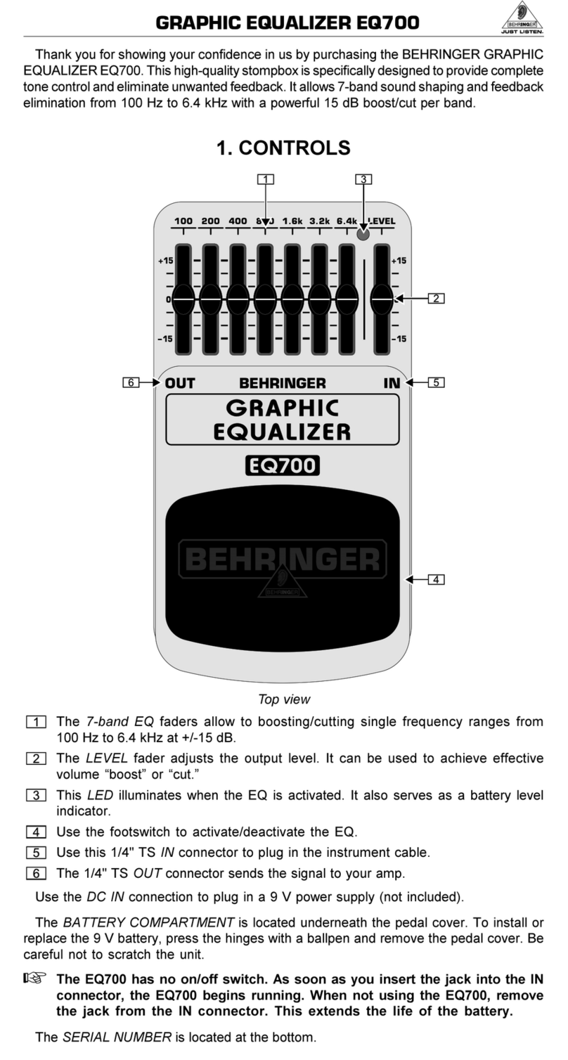 Behringer GRAPHIC EQUALIZER EQ700 user guide