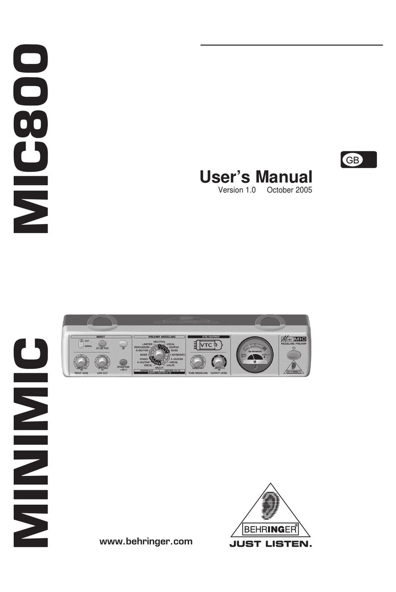 Behringer Minimic Mic800 User manual Behringer Minimic Mic800 User manual