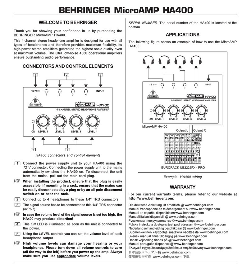 Behringer Microamp HA400 manual
