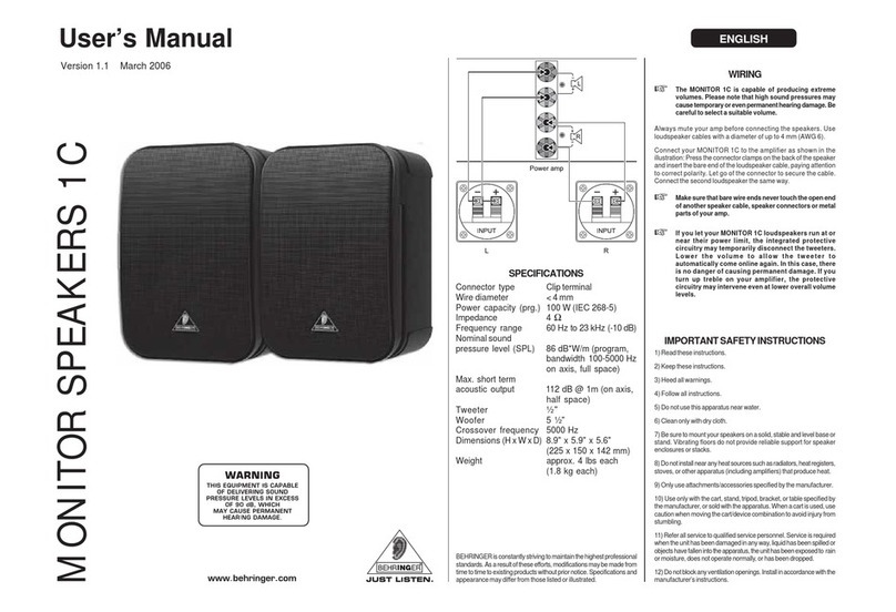 Behringer Monitor 1C User manual