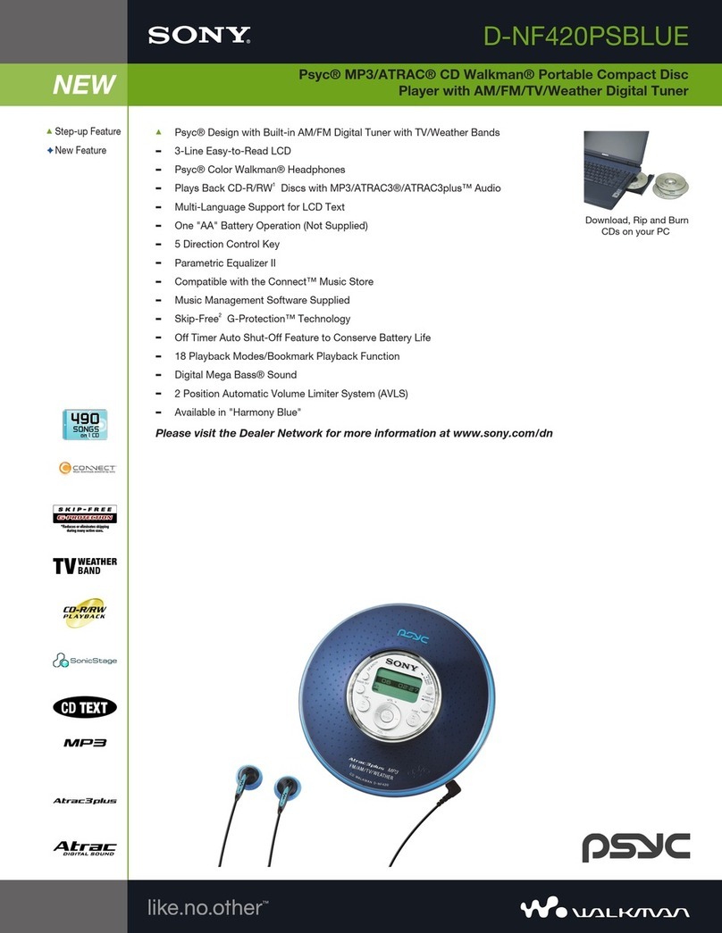 Sony D-NF420 - Portable Cd Player User manual