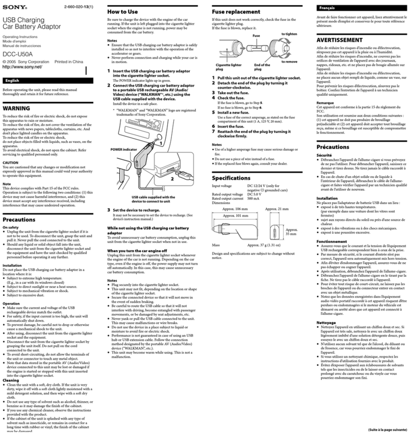 Sony DCC-U50A operating instructions