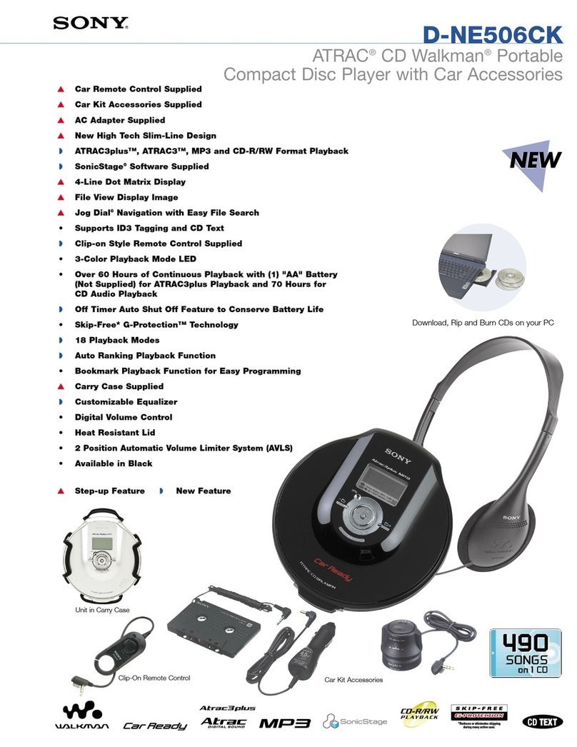 Sony D-NE506CK - Cd Walkman Atrac Specifications