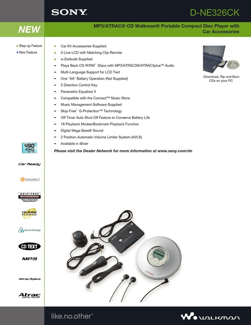 Sony D-NE326CK - Atrac Cd Walkman Portable Player User manual Sony D-NE326CK - Atrac Cd Walkman Portable Player User manual